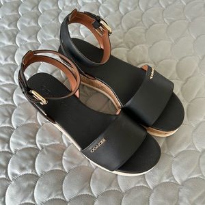 COACH Talulah Black Leather Sandals -Size 8